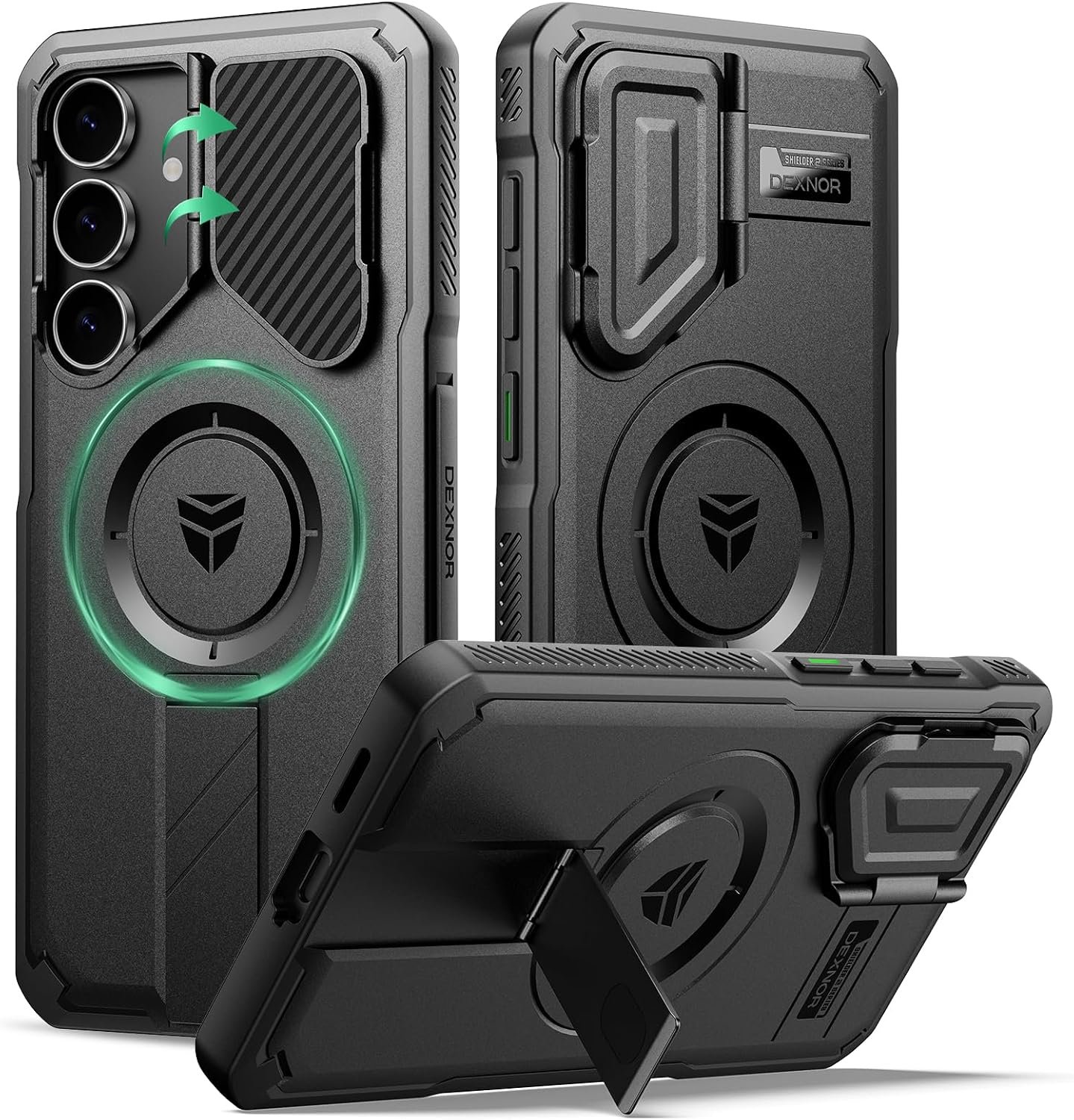 Dexnor case with flip camera cover and magnetic ring for the Samsung Galaxy S25 FE