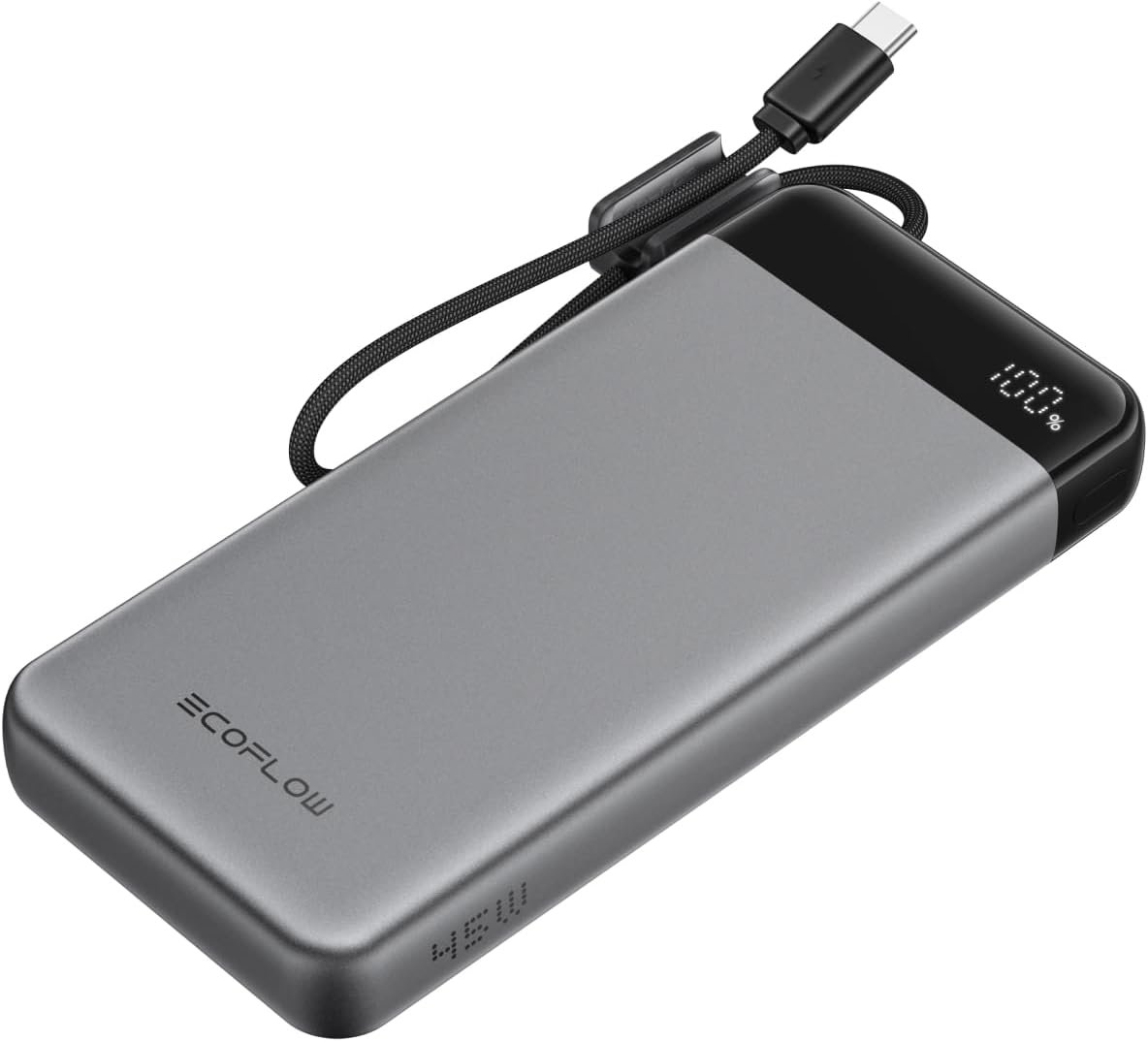 EcoFlow Rapid 20,000mAh 45W power bank with an aluminium body and a built-in USB-C cable