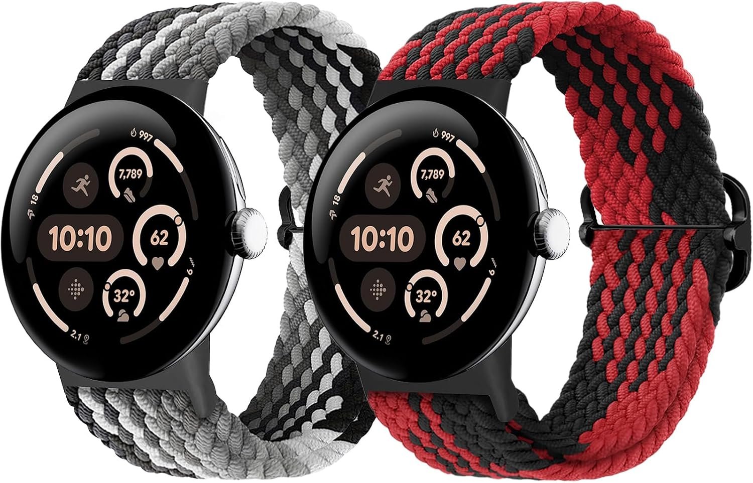 Eiavike braided solo loop band for Google Pixel Watch 5 in a rainbow weave
