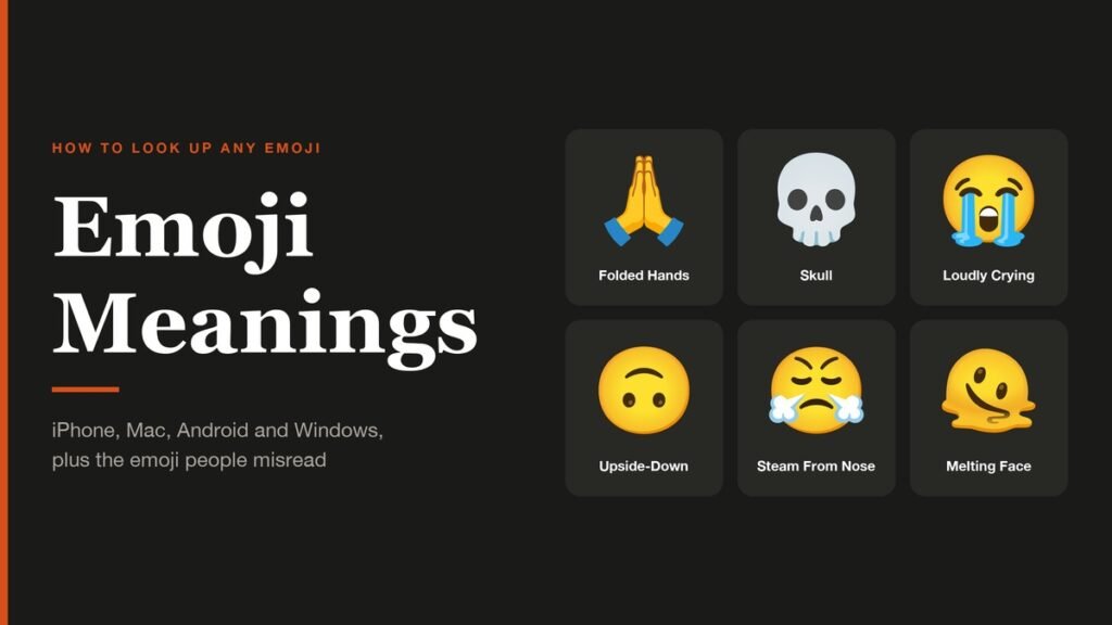 Emoji Meanings headline beside six commonly misread emoji with their official names