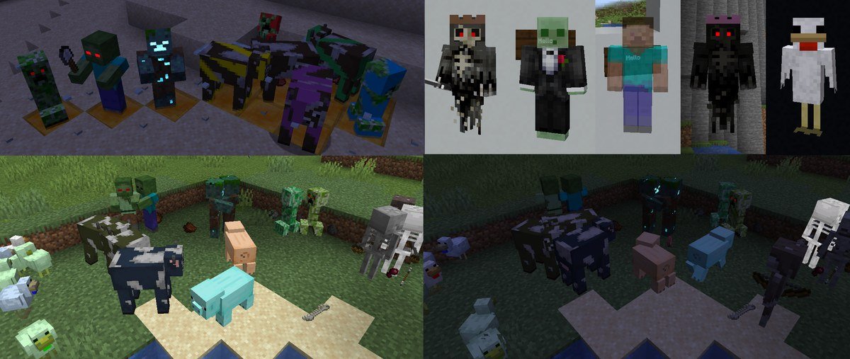 Mobs with custom and emissive textures from Entity Texture Features