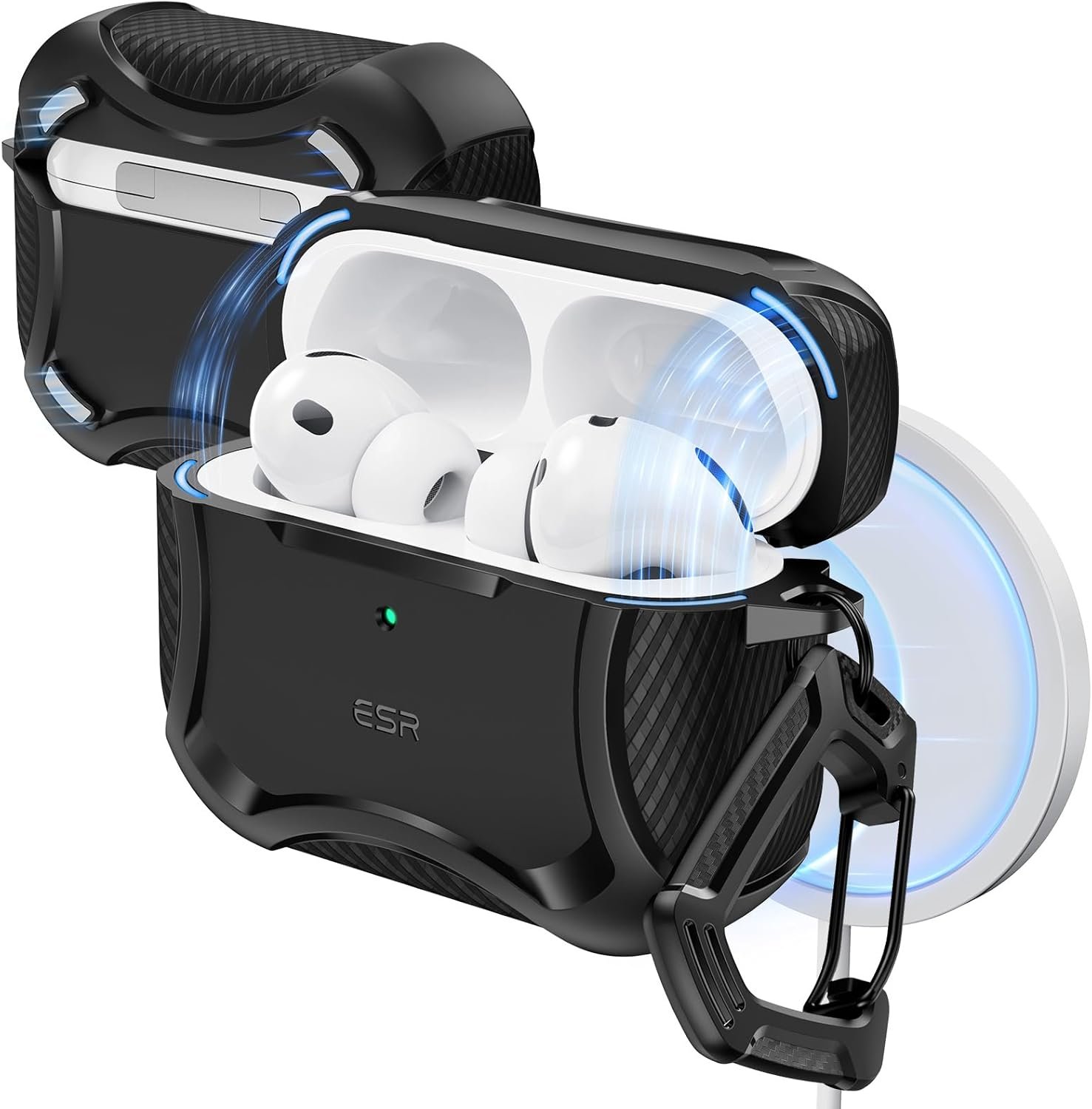 ESR Cyber Tough case for AirPods Pro 3 in black with a magnetic locking lid