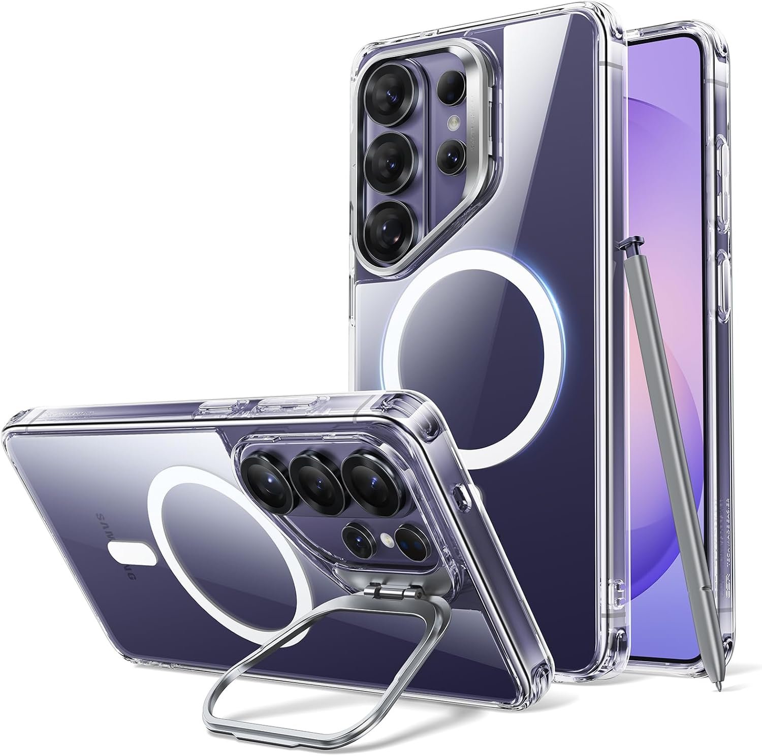 ESR Flex Stand clear magnetic case with adjustable stand for the Samsung Galaxy S26 Ultra