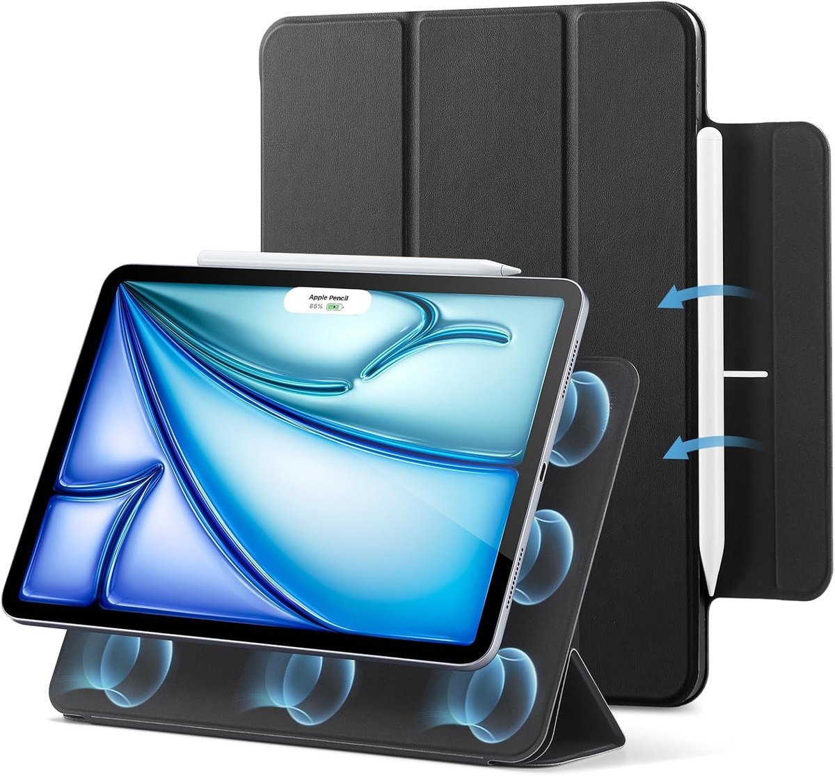 ESR magnetic case for the 11-inch iPad Air with the cover detached from the back shell