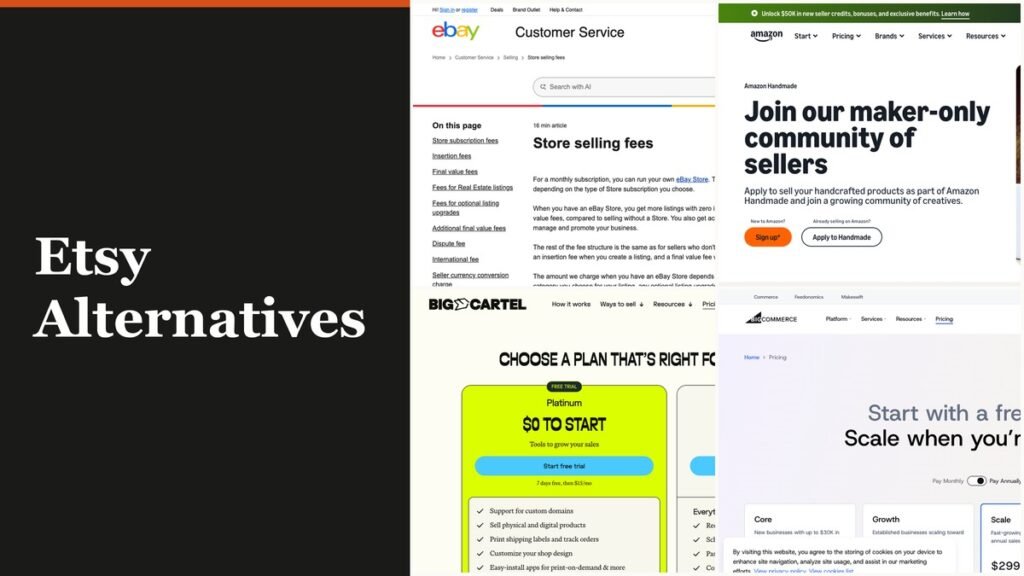 Etsy charges $0.20 a listing, 6.5% a sale and up to 15% on ad orders. Ten Etsy alternatives compared on fees, cuts and w