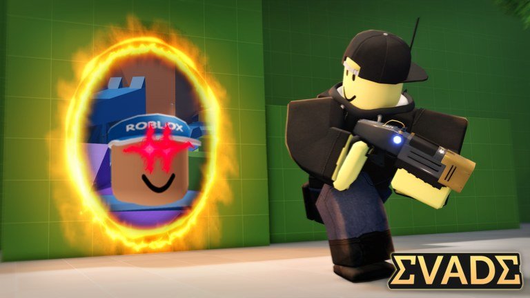 Evade artwork showing players running from pursuing Nextbots