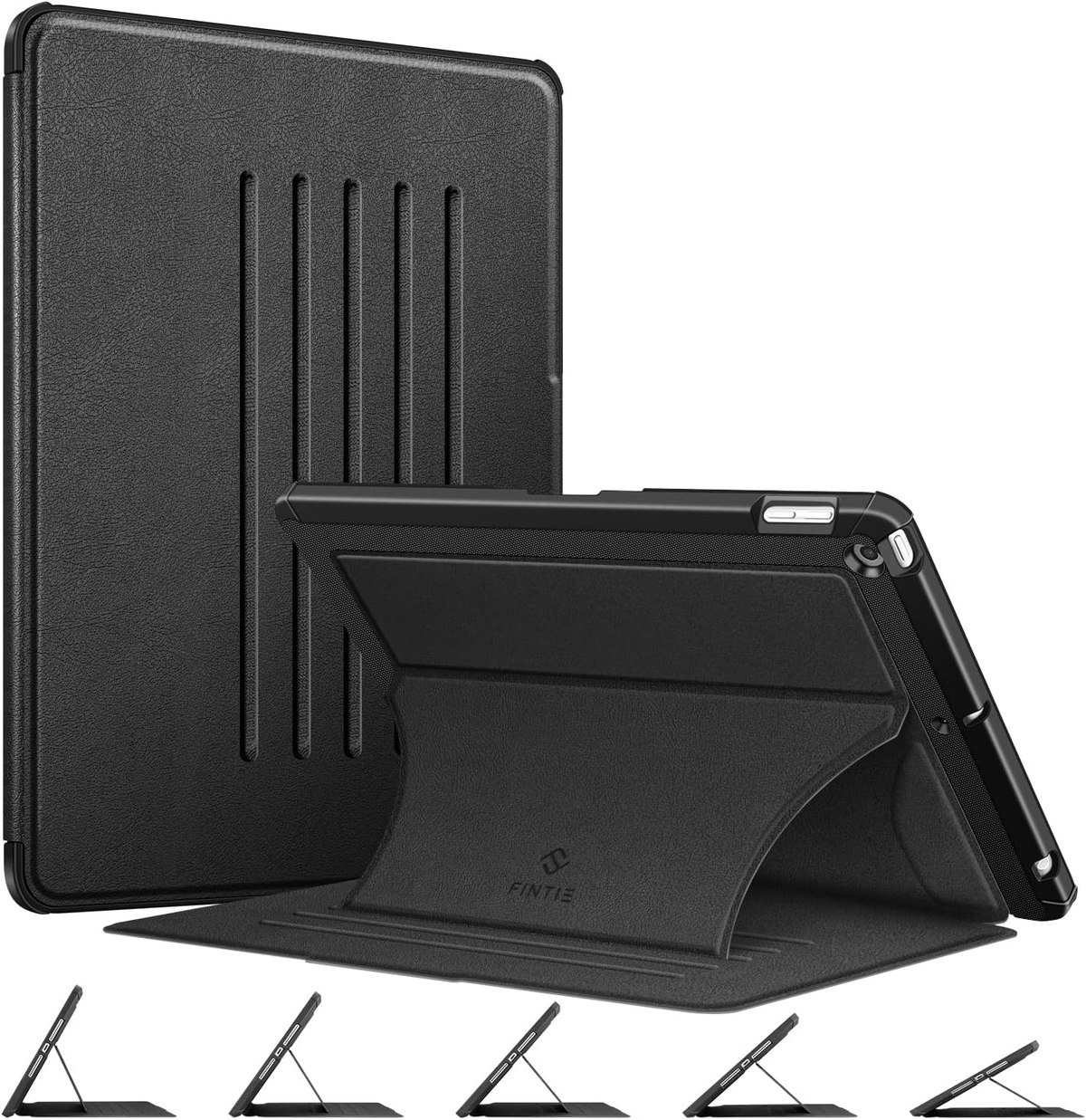 Fintie multi-angle case for the 10.2-inch iPad with a magnetic kickstand set to one of five angles