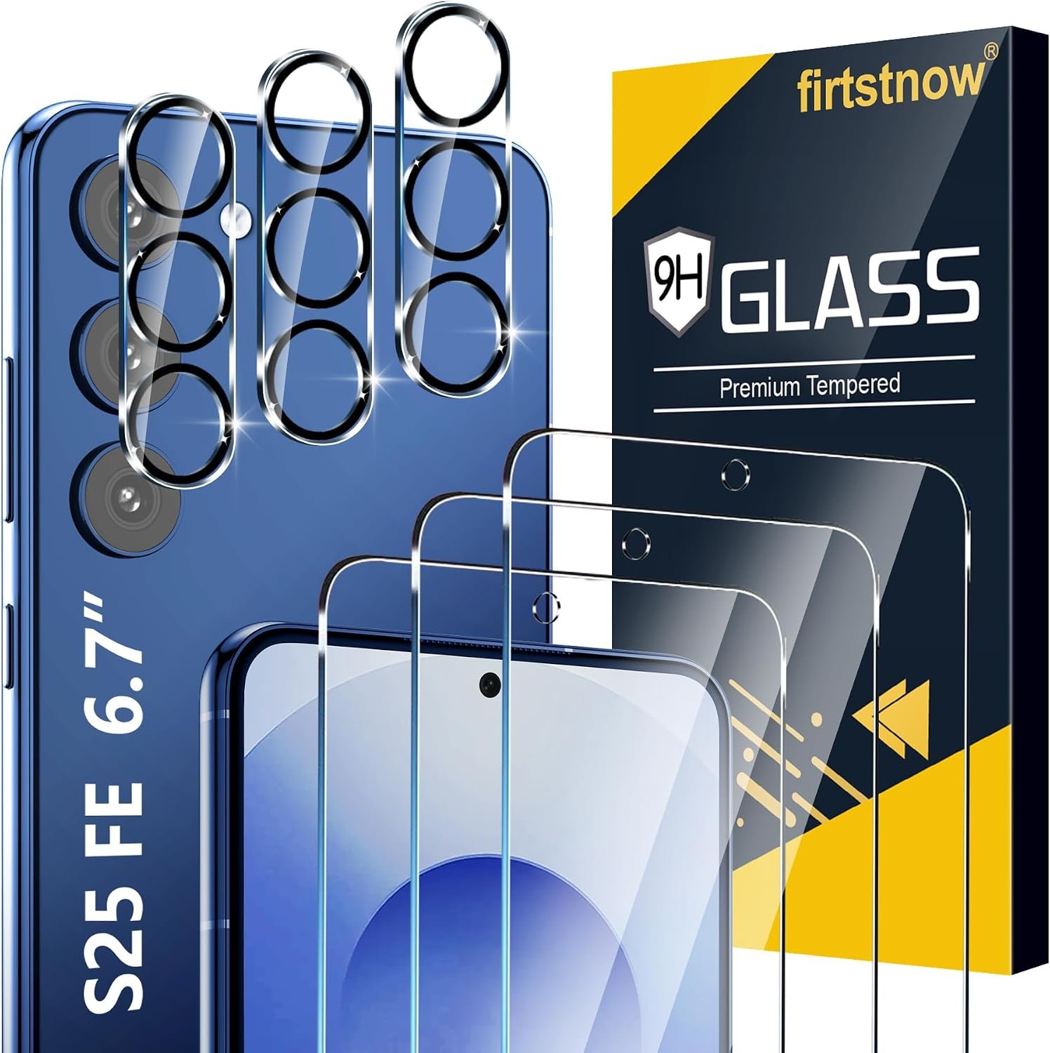 firtstnow three screen protectors and three camera lens protectors for the Samsung Galaxy S25 FE