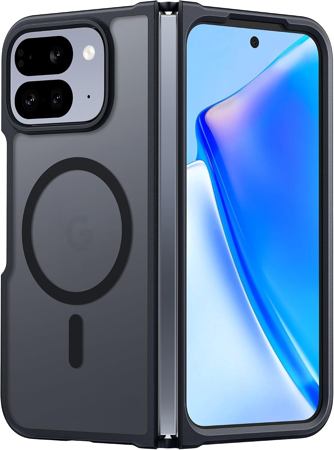 FNTCASE magnetic case for Google Pixel 10 Pro Fold in black with translucent matte back