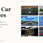 Free Car Games featured graphic with screenshots of six browser car games