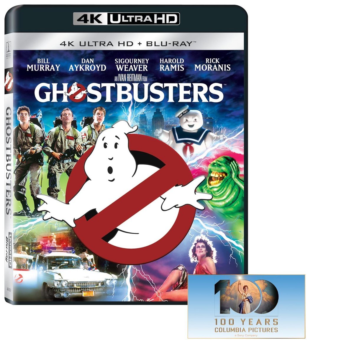 Ghostbusters 4K Ultra HD and Blu-ray case with the no-ghost logo