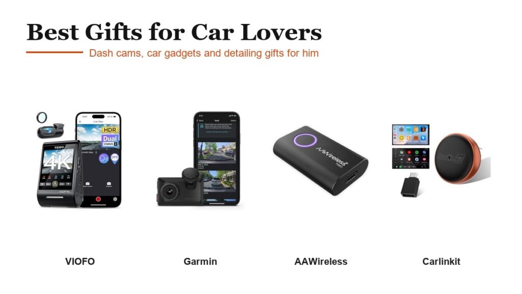 Best Gifts for Car Lovers: VIOFO A229 Pro 2CH, Garmin Dash Cam X310, AAWireless Two, Carlinkit Mini Ultra 3