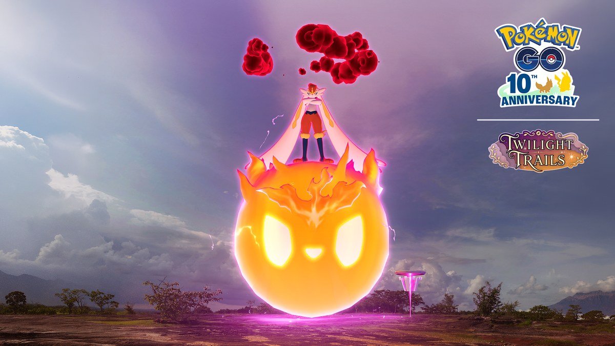 Gigantamax Cinderace in a Pokémon GO Max Battle at a Power Spot