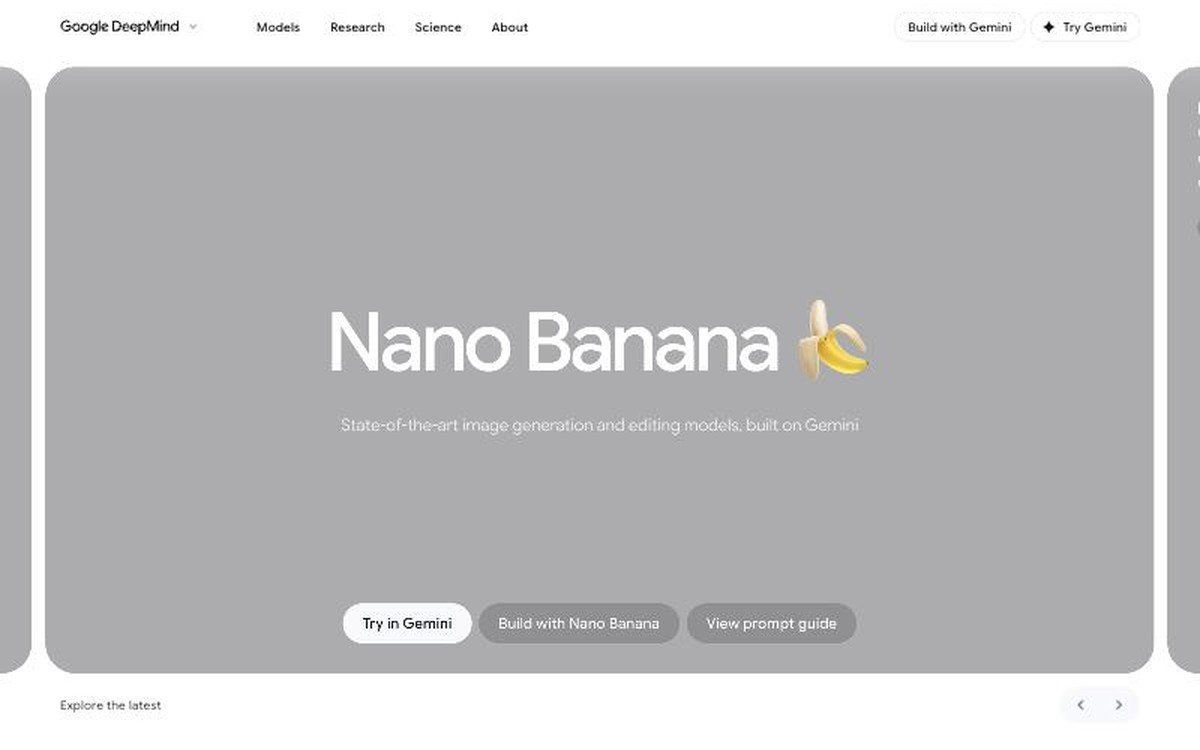 Google DeepMind Nano Banana model page describing its Gemini image generation models