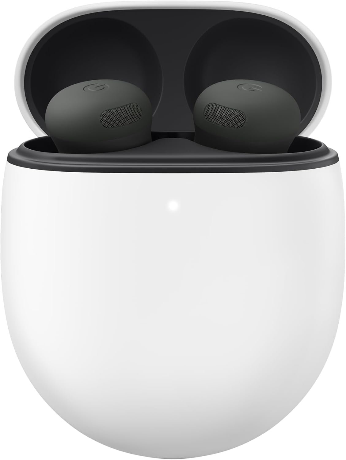 Google Pixel Buds Pro 2 wireless earbuds in Hazel with their charging case