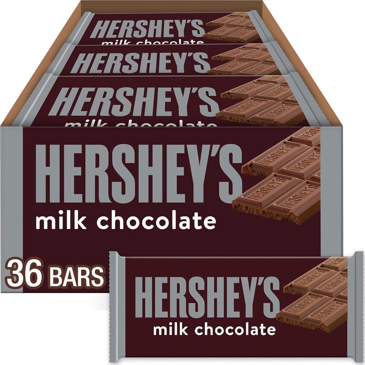Hershey's Milk Chocolate Bars in a 36-count bulk box