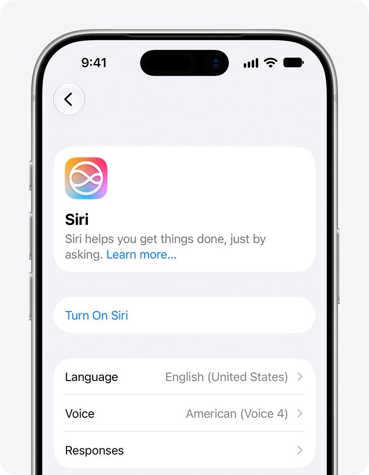 Siri screen in iOS 27 Settings with the Turn On Siri option