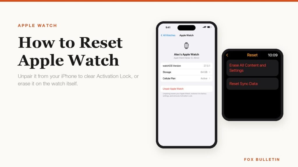 How to reset Apple Watch shown on an iPhone and on the watch itself