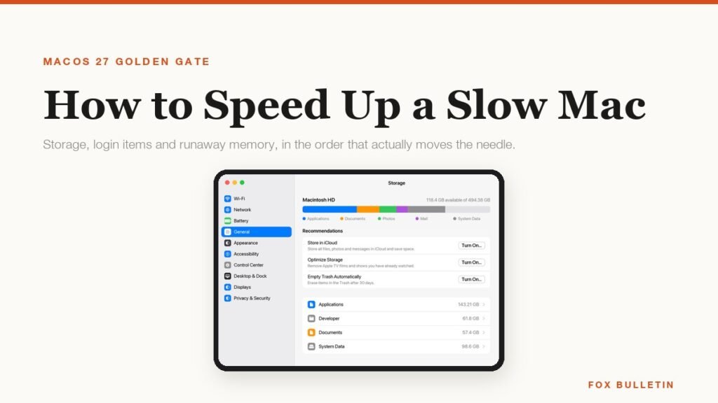 How to speed up a slow Mac shown in macOS Storage settings