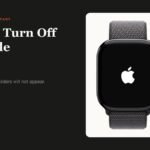 How to turn off an Apple Watch, shown with the Apple logo appearing on the watch