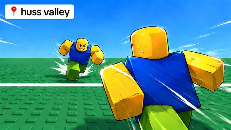 Huss Valley horror chase artwork on Roblox