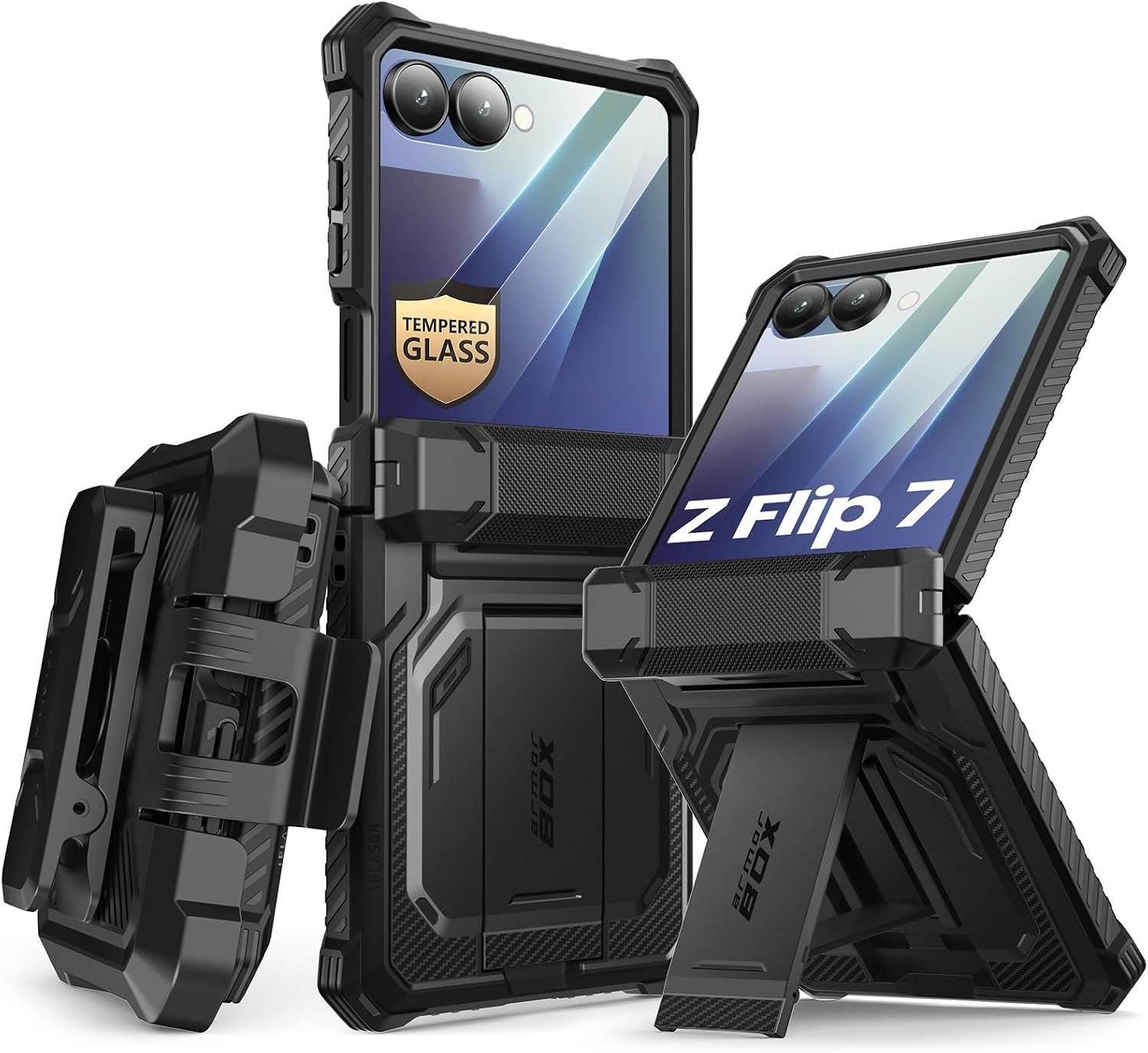 i-Blason case with stand and belt clip for the Samsung Galaxy Z Flip 7 in black