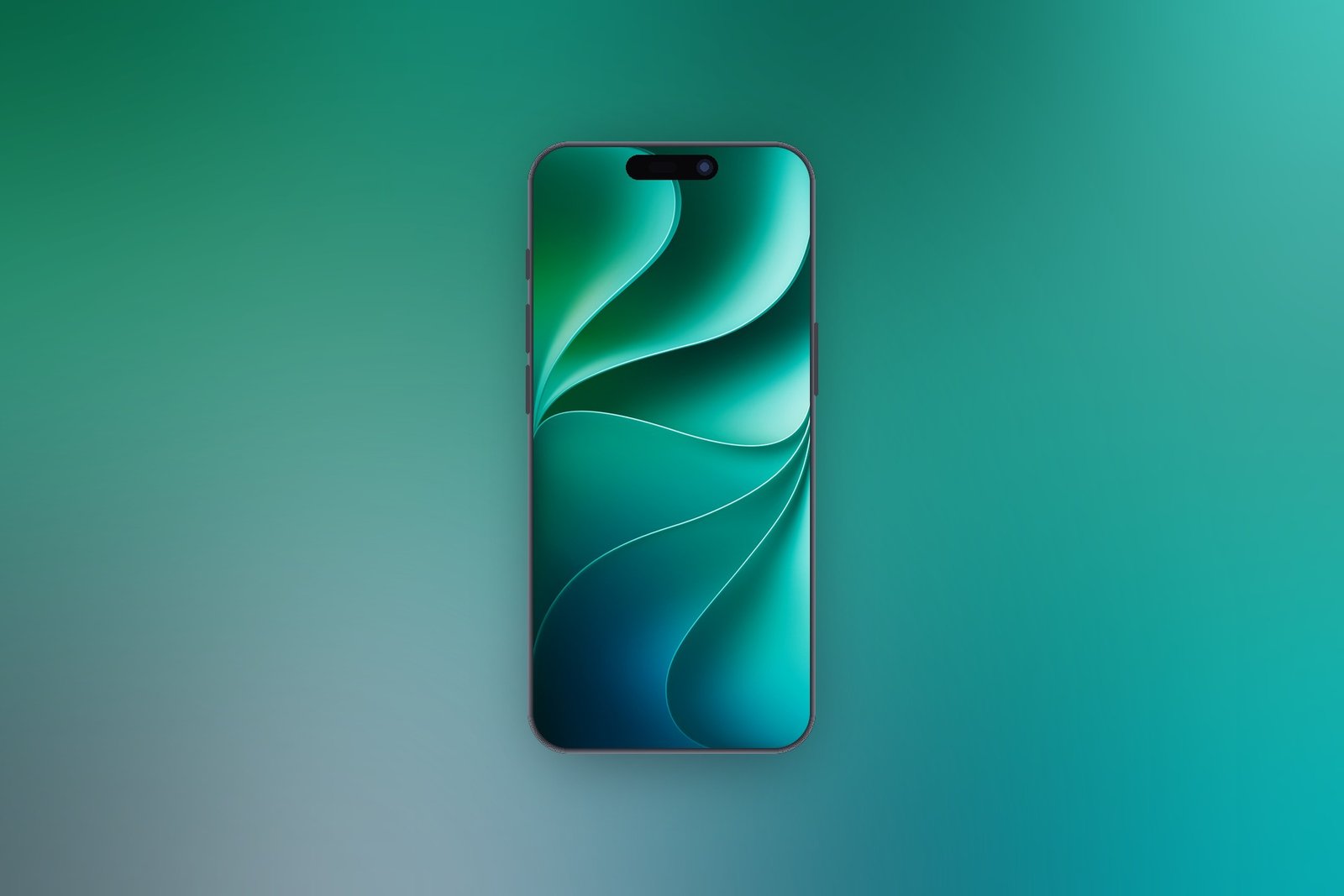 iOS 27 Celosia wallpaper in Teal shown on an iPhone