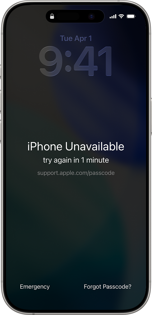 iPhone Unavailable lock screen with the Forgot Passcode option in the lower corner