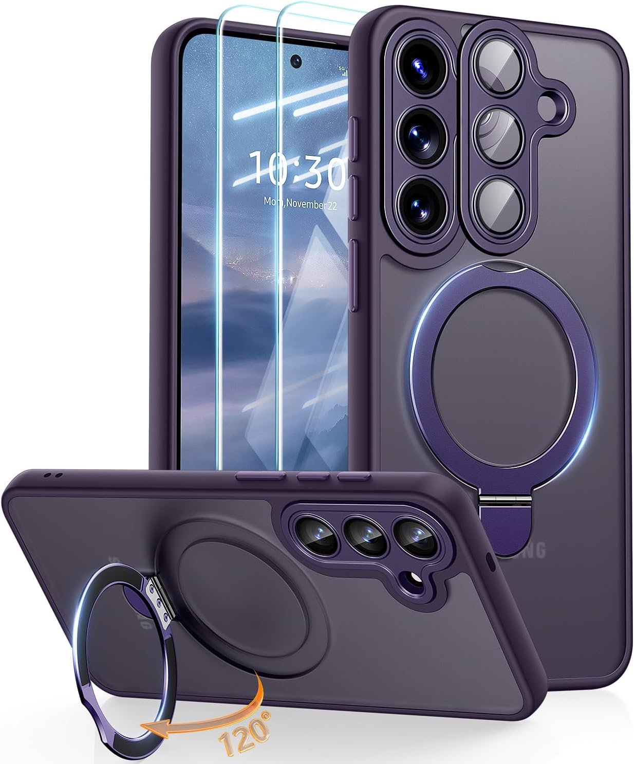 JAME magnetic case with camera protection and folding ring kickstand for the Galaxy S25 FE