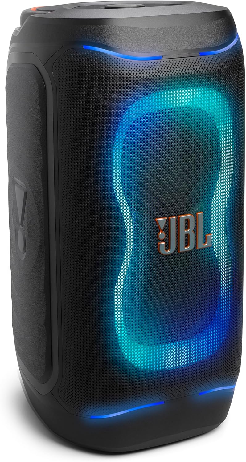 JBL PartyBox 130 portable party speaker in black with edge lighting