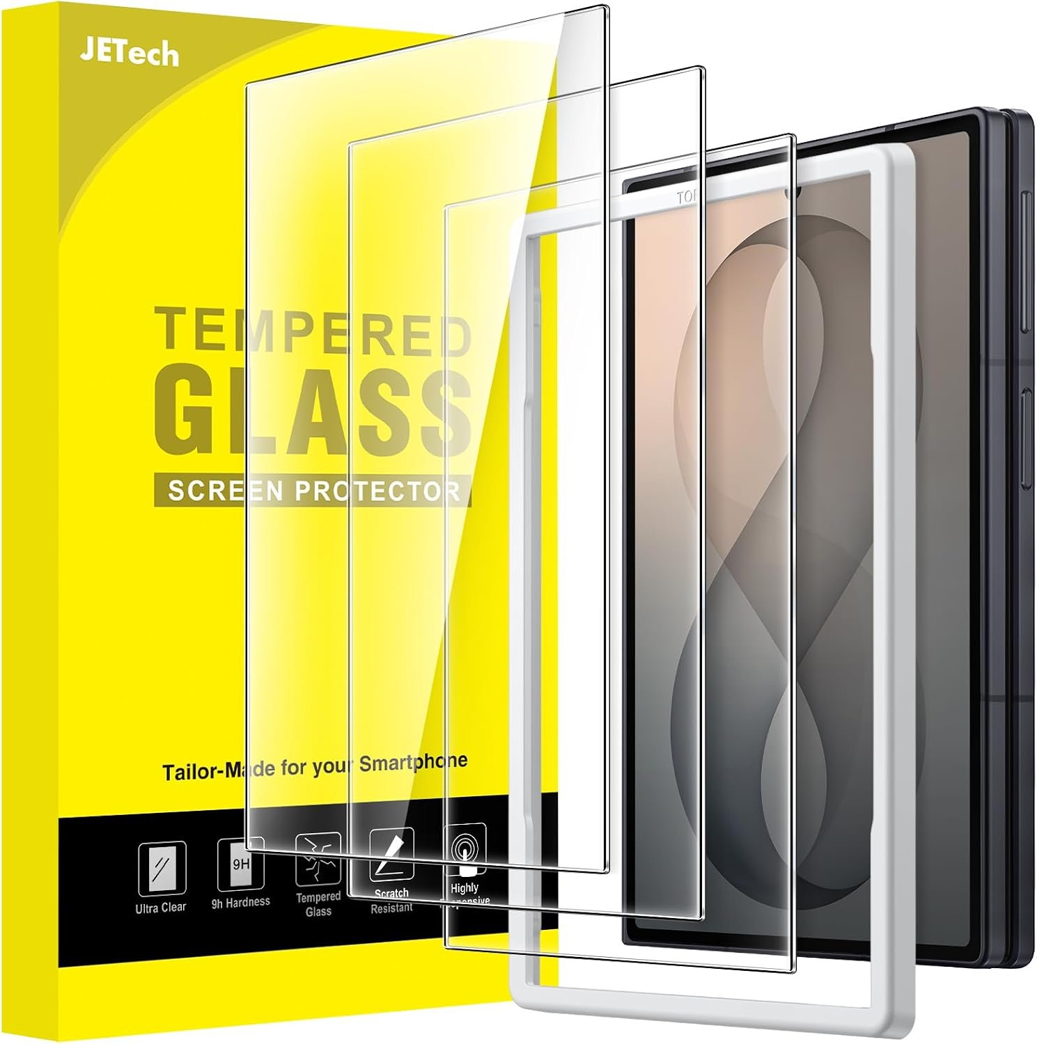 JETech 9H+ front screen protector three-pack for the Samsung Galaxy Z Fold 8