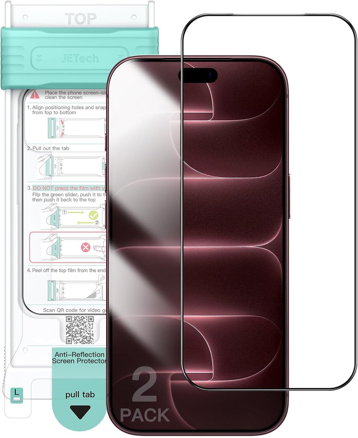JETech anti-reflective screen protector two-pack for iPhone 18 Pro