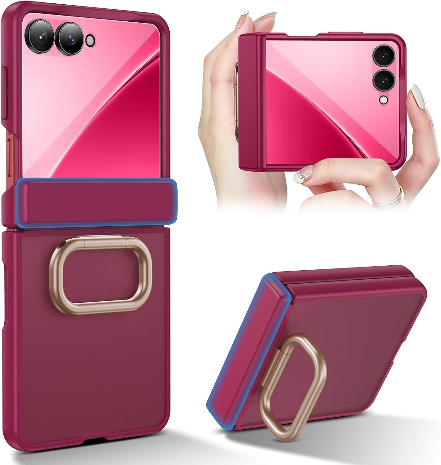 Kaiiecal translucent matte case with a wide finger ring for the Samsung Galaxy Z Flip 7