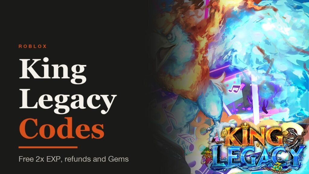 King Legacy Codes headline beside game art of a flaming phoenix and the King Legacy logo