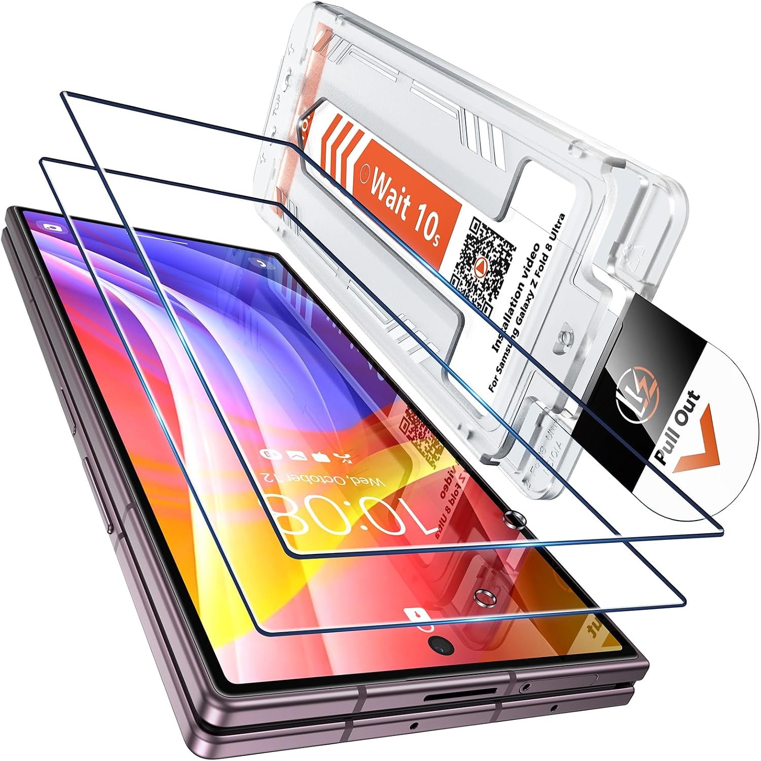 LK two-pack tempered glass screen protector for the Samsung Galaxy Z Fold 8 Ultra
