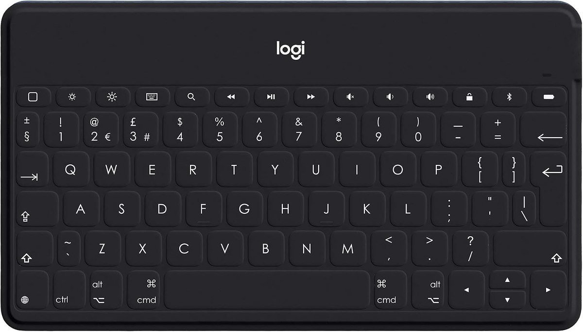 Logitech Keys-to-Go ultra-slim Bluetooth keyboard in black with its fabric skin