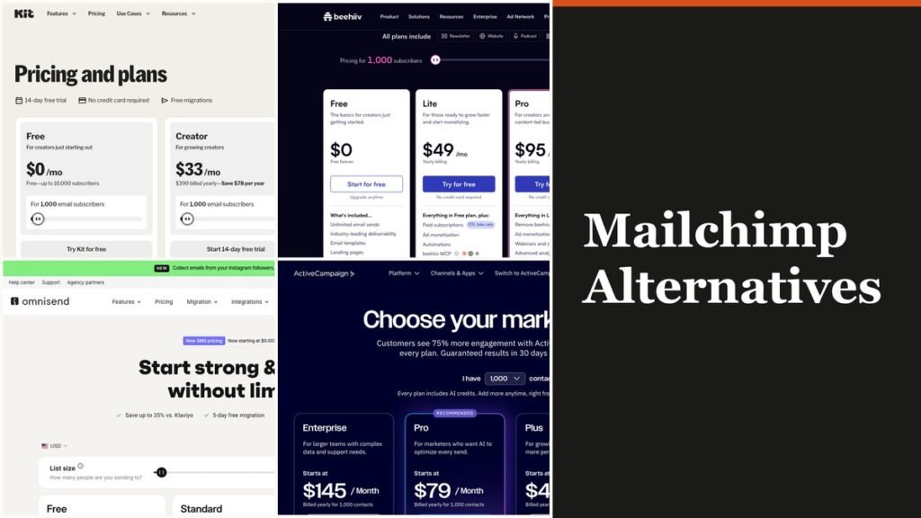 Mailchimp bills by contacts stored and charges overages. Ten Mailchimp alternatives compared on what they meter, free ti