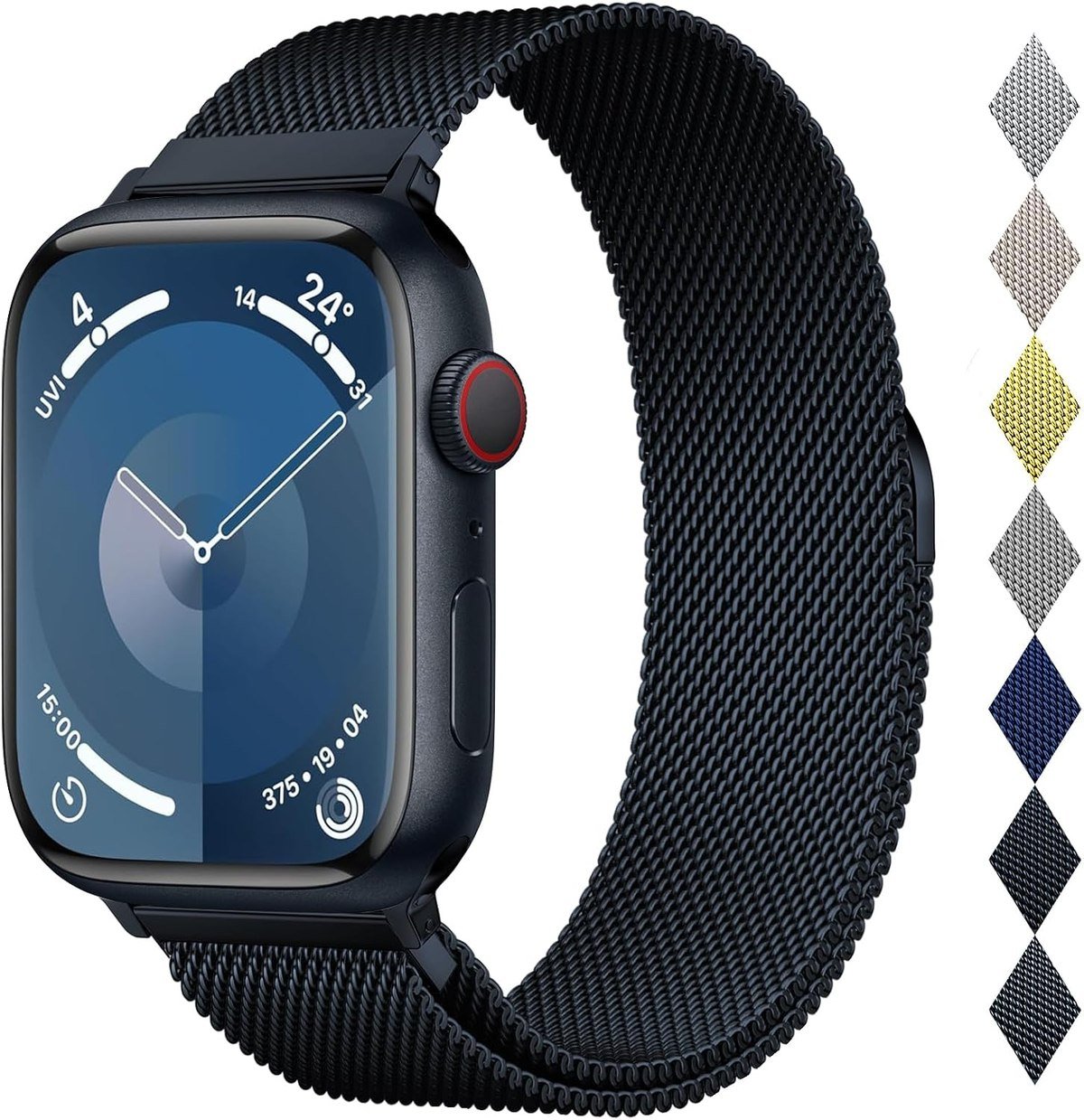 MARGE PLUS Milanese Loop stainless steel mesh Apple Watch band in midnight