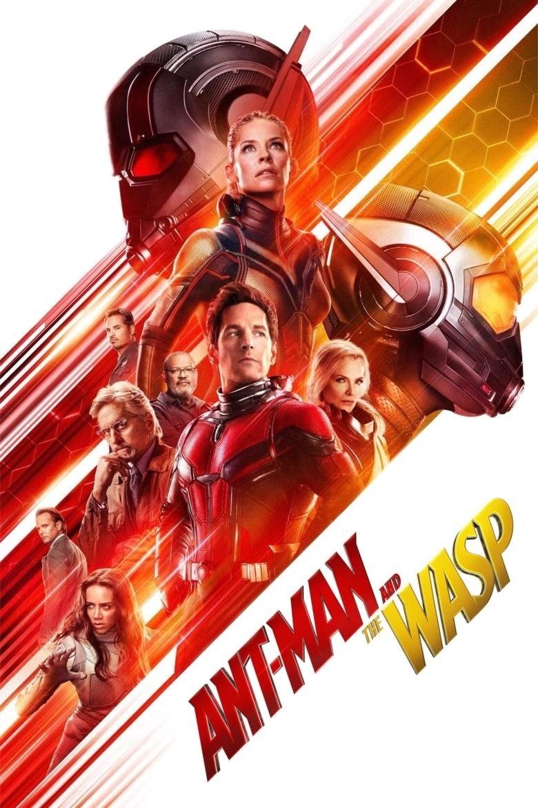 Ant-Man and the Wasp poster with Scott Lang and Hope van Dyne in red and gold suits