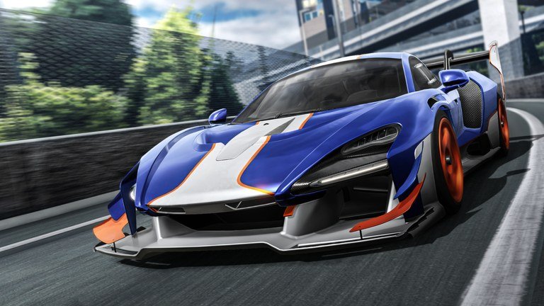 Midnight Chasers blue hypercar cornering on a track on Roblox