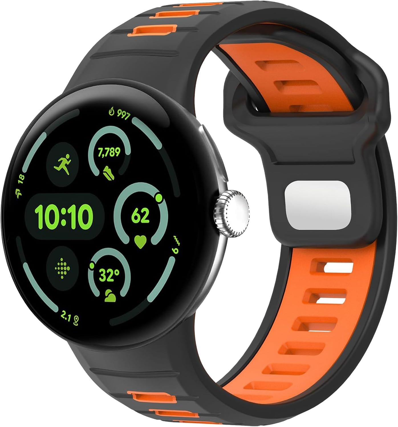 Miimall rugged silicone sport band for Google Pixel Watch 5 in a two-tone finish