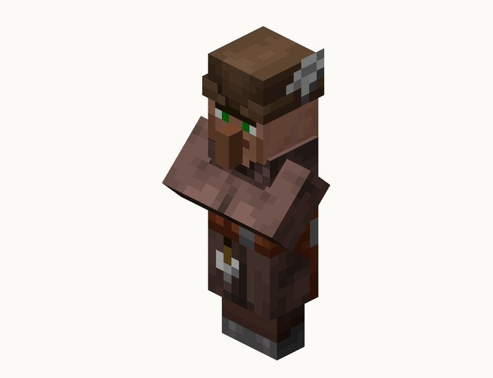 A plains fletcher villager in Minecraft