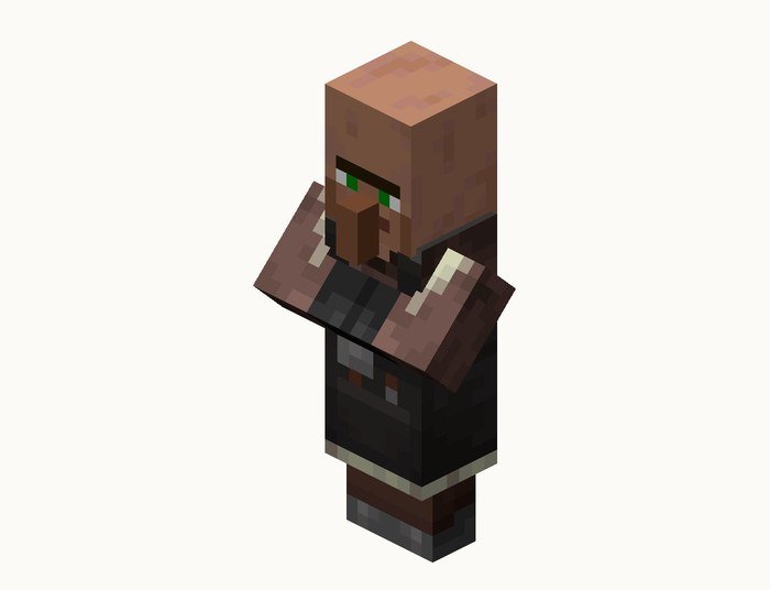 A plains mason villager in Minecraft