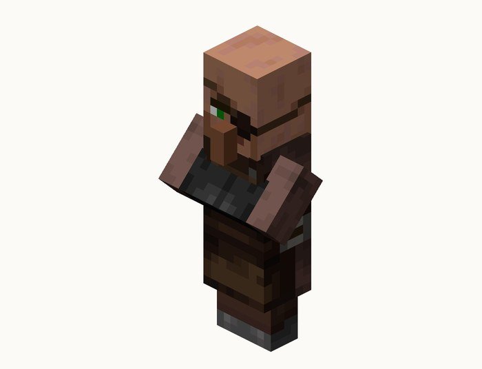 A plains weaponsmith villager in Minecraft