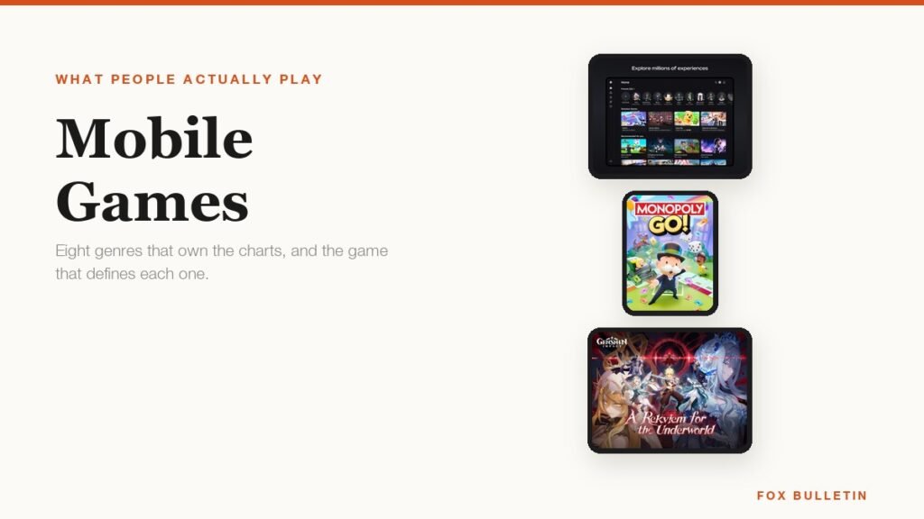 Three mobile game screenshots on phone plates beside the headline Mobile Games