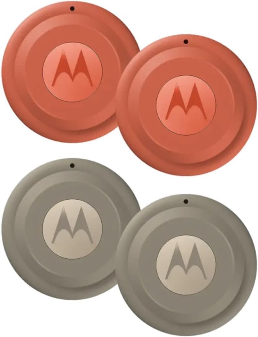 Moto Tag 2 bluetooth tracker, a thin round tag with a central ringer button