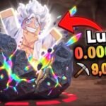 My Anime Mine character bursting out of a rainbow ore rock on Roblox