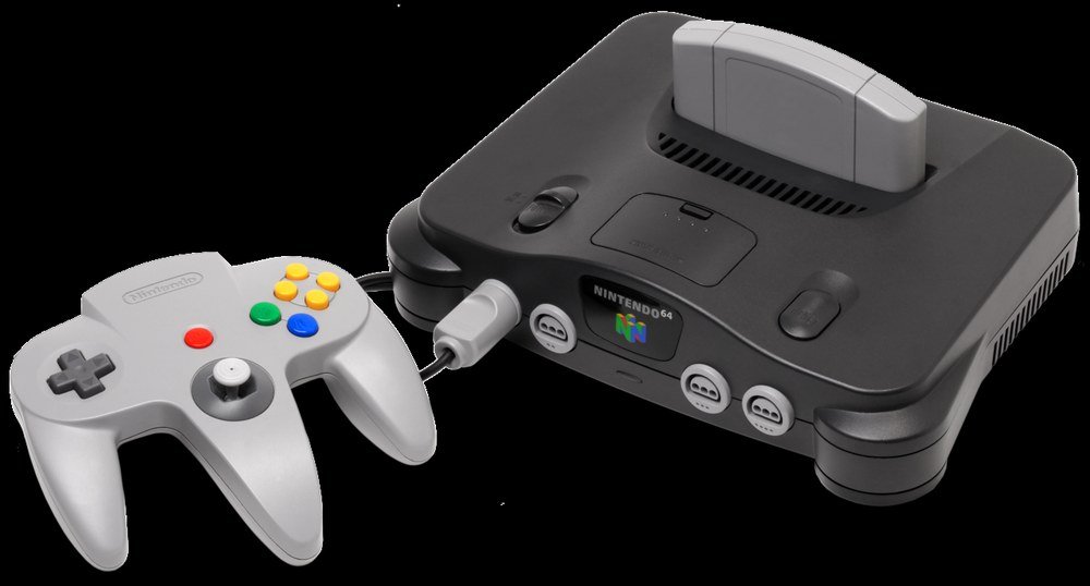 Nintendo 64 console with a grey controller