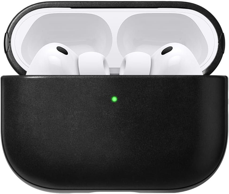 Nomad AirPods Pro 3 case in black Horween full-grain leather with visible grain