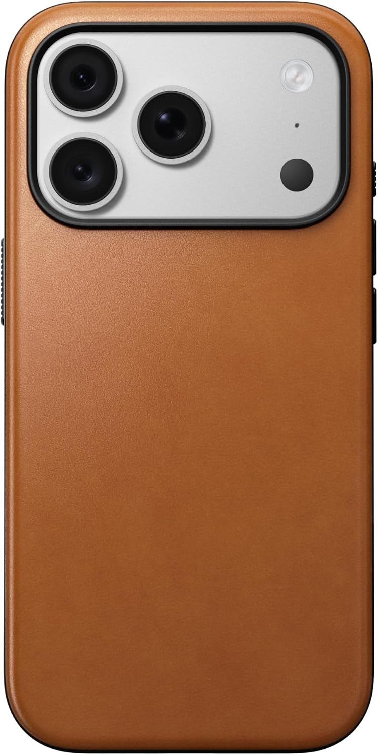 NOMAD Modern Horween Leather case for iPhone 18 Pro in Saddle